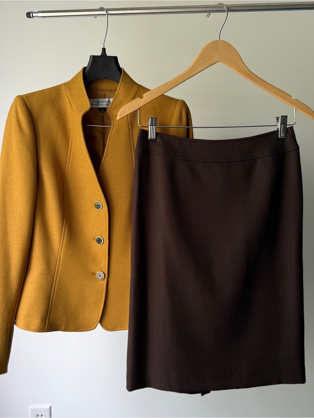 Tahari Mustard Yellow Textured Jacket